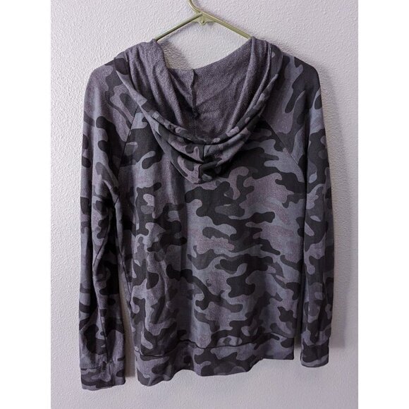Sundry Zip Up Hoodie Blsck/ Grey Camo Print Sweatshirt Comfy Size Small - Picture 4 of 6